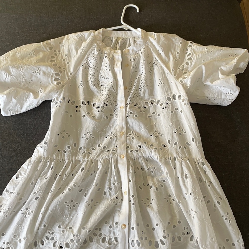 White Anthropologie Eyelet Dress